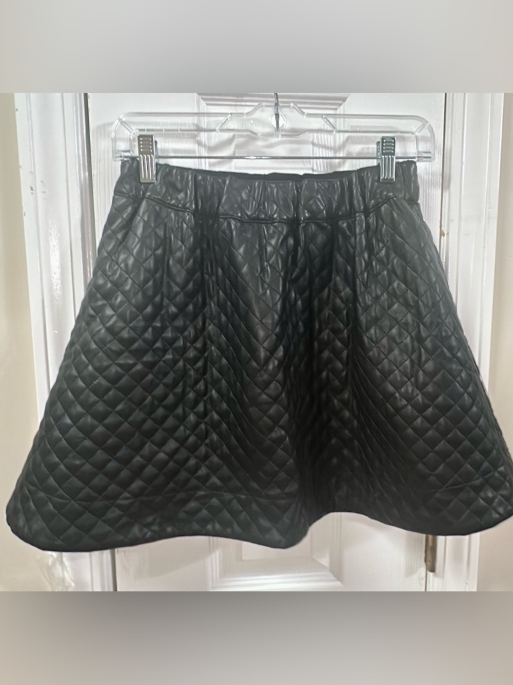 Anthropologie Maeve Black Quilted Faux-Leather Mini Skirt with pockets (mix29) - Picture 3 of 6